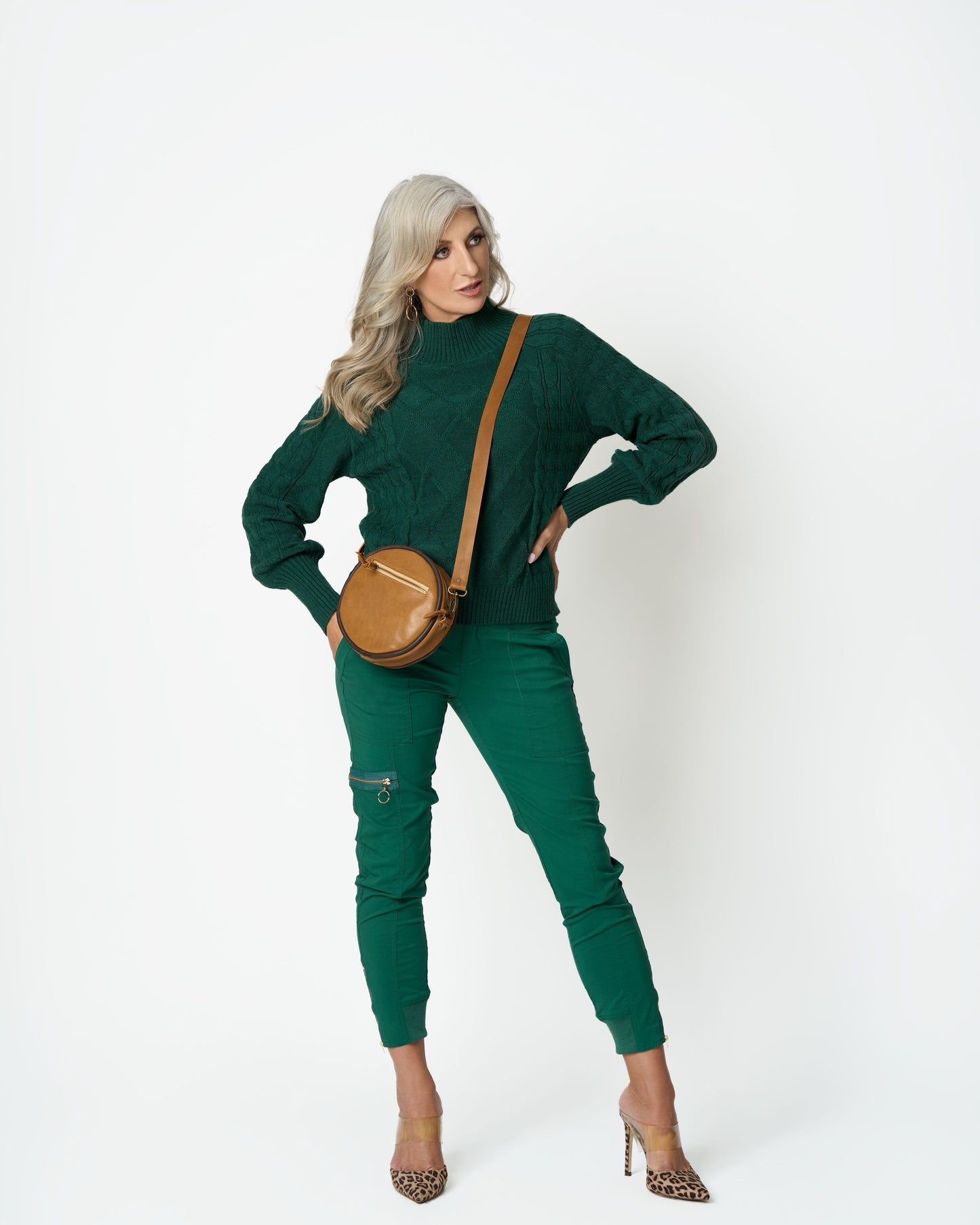 Green Tailored Cargo Pants with Zip Detail