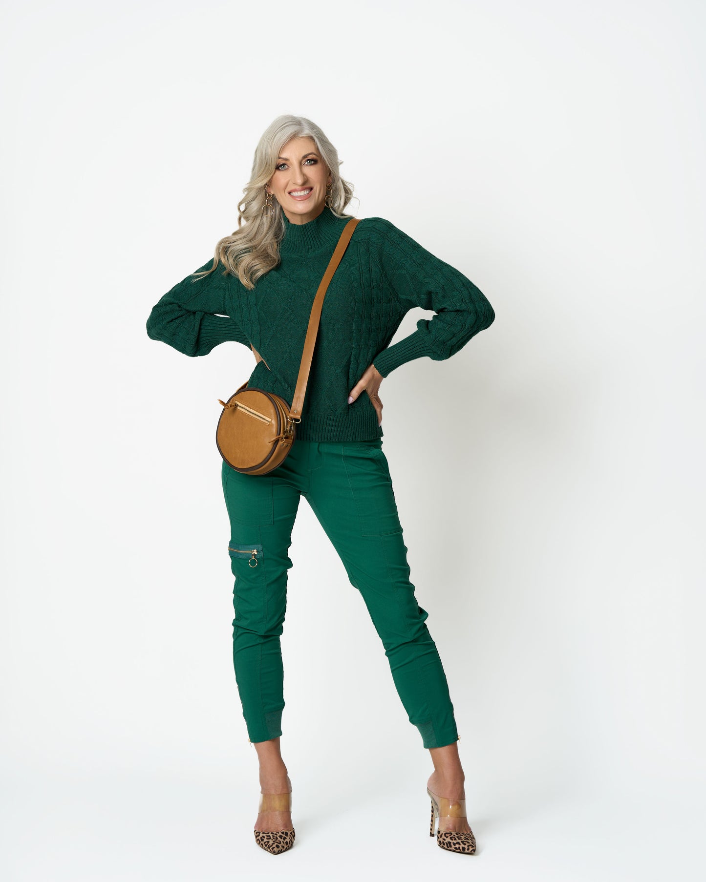 Green Tailored Cargo Pants with Zip Detail