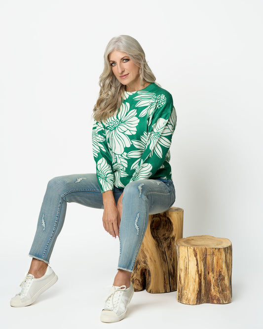 Green and White Knitwear