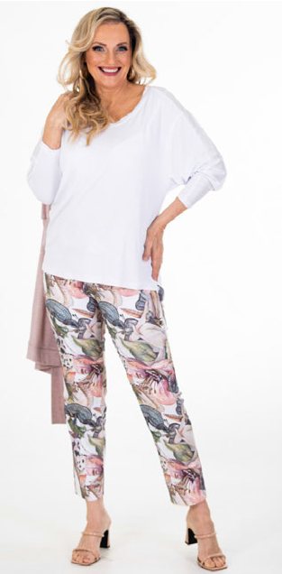 Flat Front Floral Pants